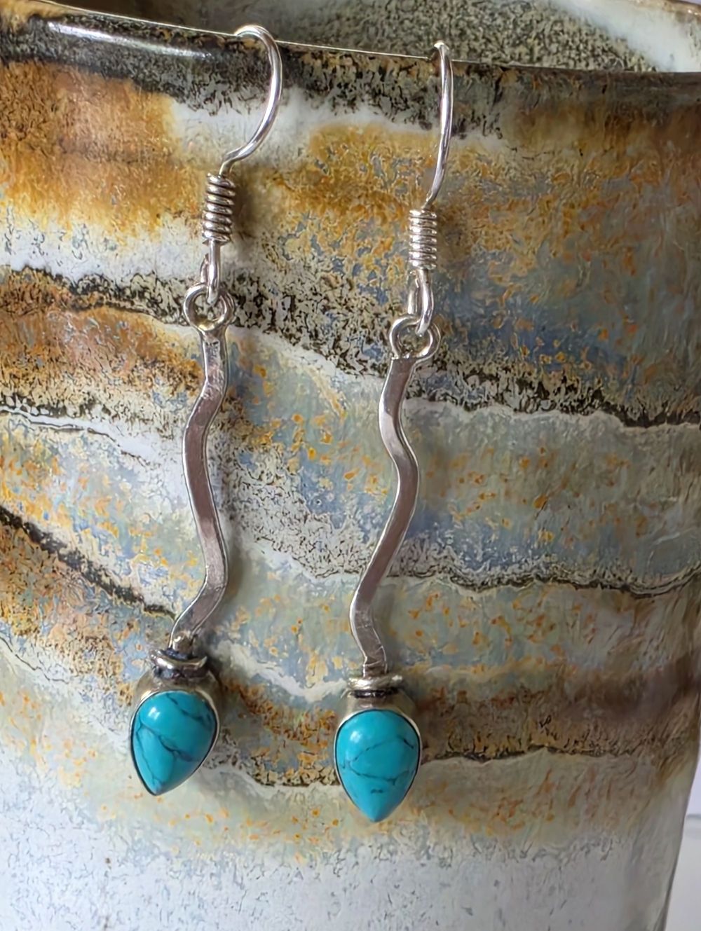 Jay King Artisnal Turquoise Silver Dangle Earrings
